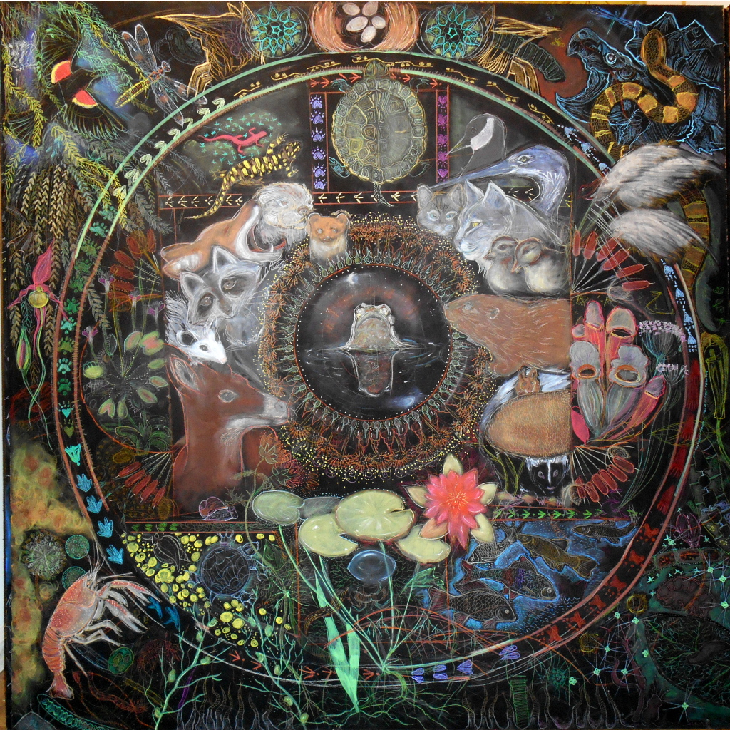 mandala with frog in center