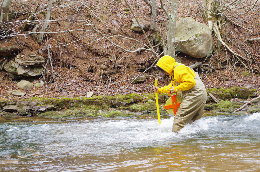 Staff Scientist Sylvan Klein conducts a rapid habitat evaluation to assess a site’s suitability for potential sampling.