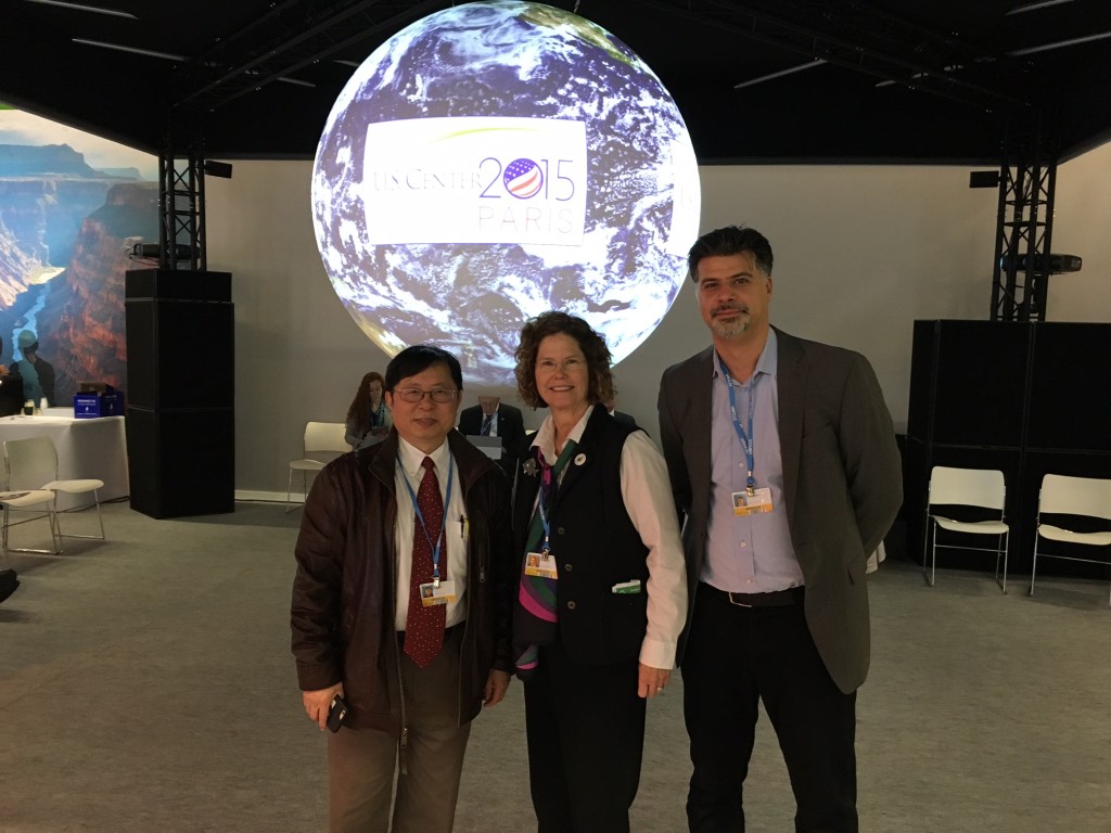 Delegates at the conference (from left) ... Longjian Liu, Drexel associate professor of epidemiology and biostatistics, Carol Collier, and Franco Montalto, researcher with Drexel's College of Engineering.