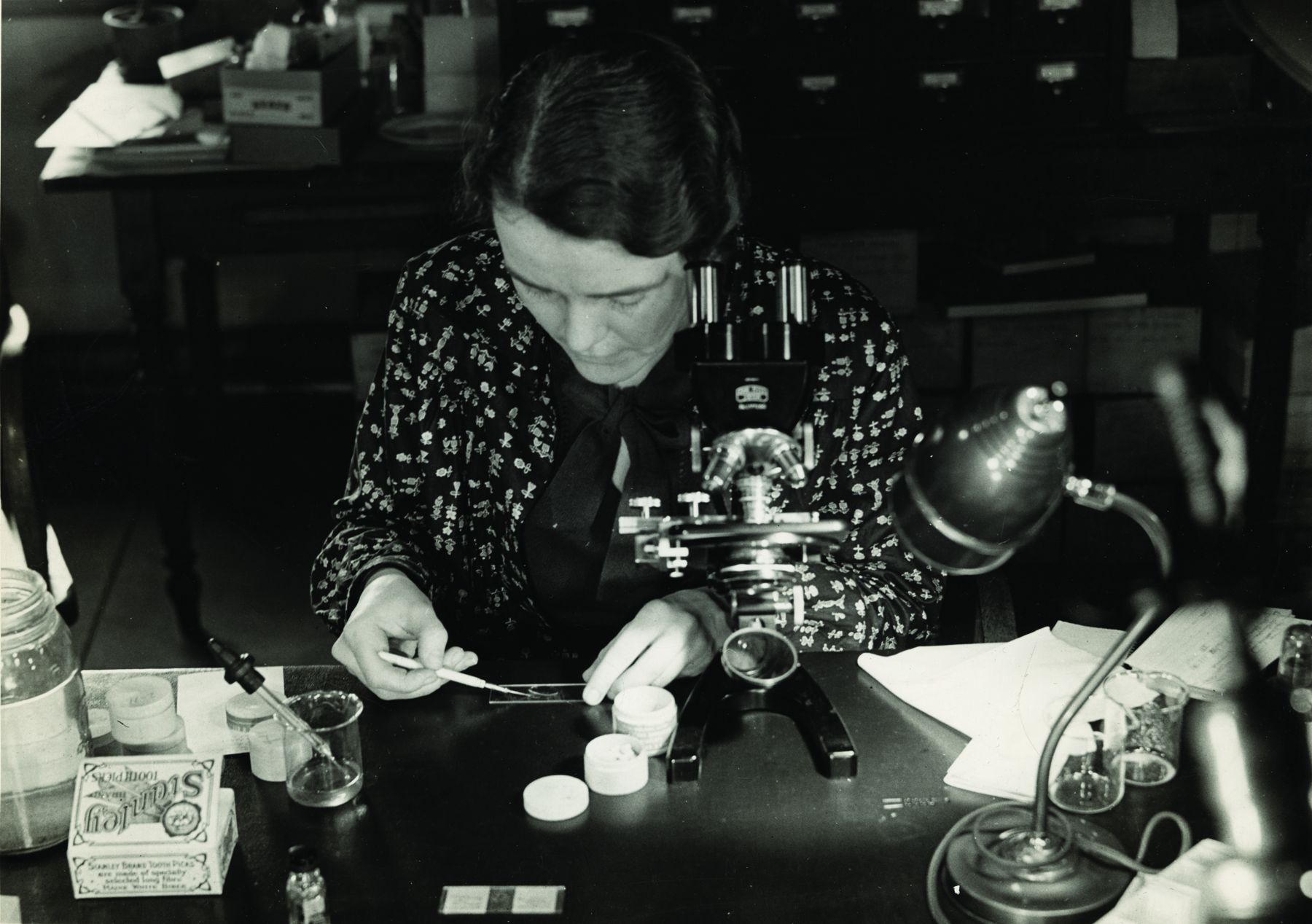 Ruth Patrick at Microscope