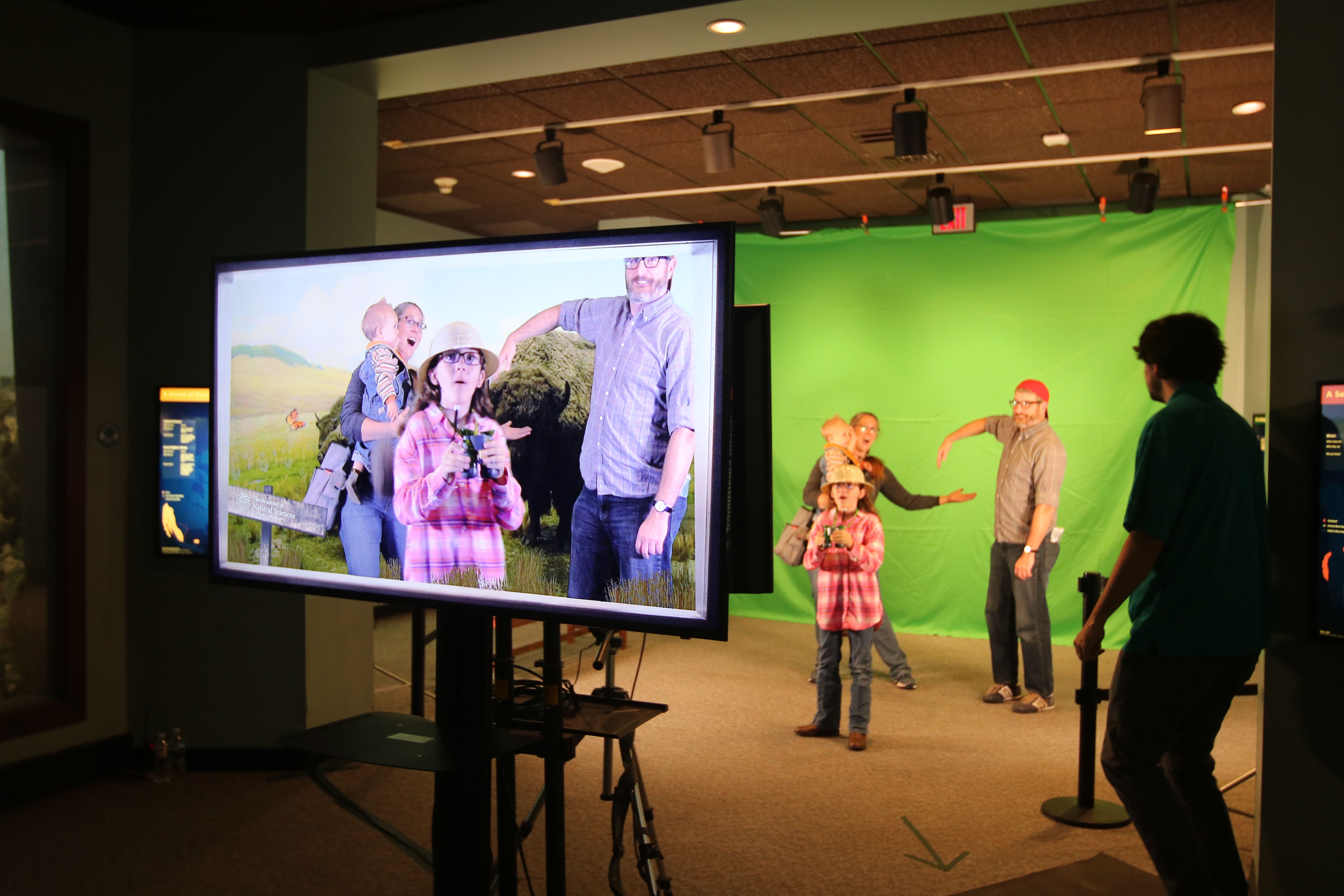 Family uses green screen to explore diorama