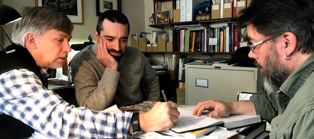 Progress sketches of Hyneria lindae by Jason Poole