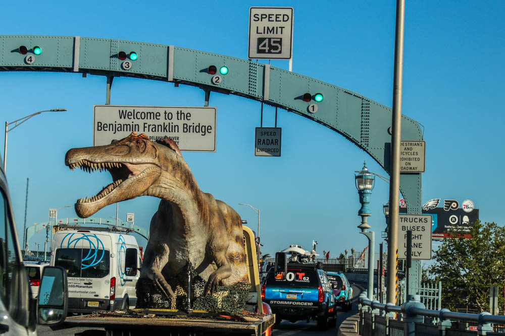 Spinosaurus on Flatbed Truck