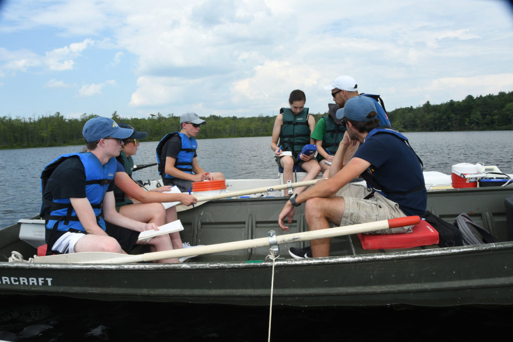students on boat
