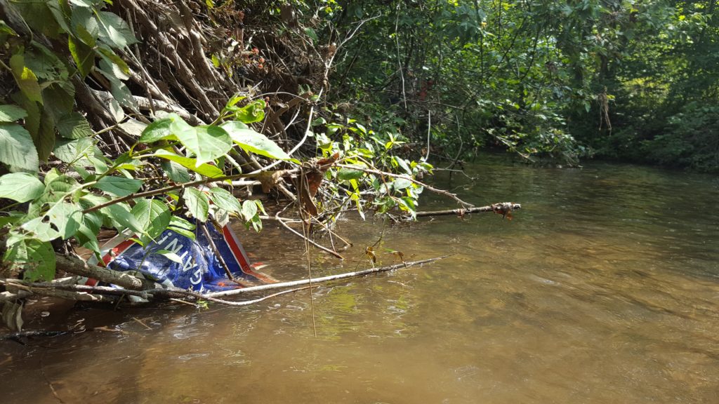 trash in stream